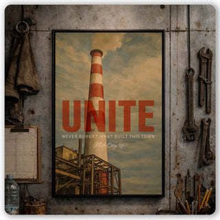 UNITE - Never Forget What Built This Town Framed Canvas